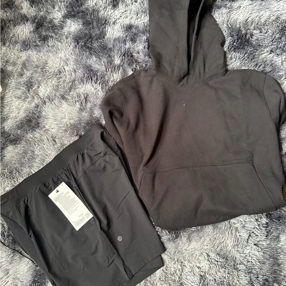 lululemon athletica Black Hoodie and Shorts